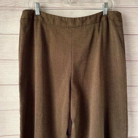 Briggs New York Brown Houndstooth Wide Leg Palazzo Cropped Pants Capris Size 14 - Picture 7 of 16